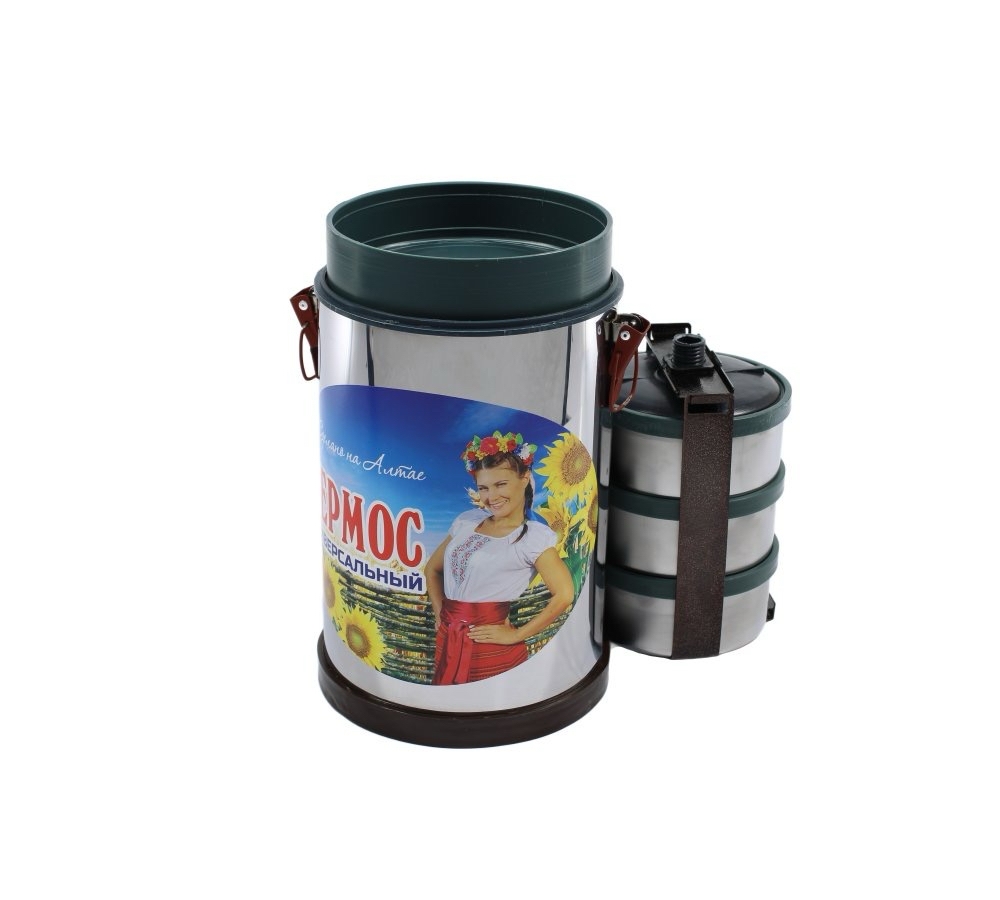 Термос индивидуальный 3-х ёмкостной корпус нержавейка чашка нержавейка